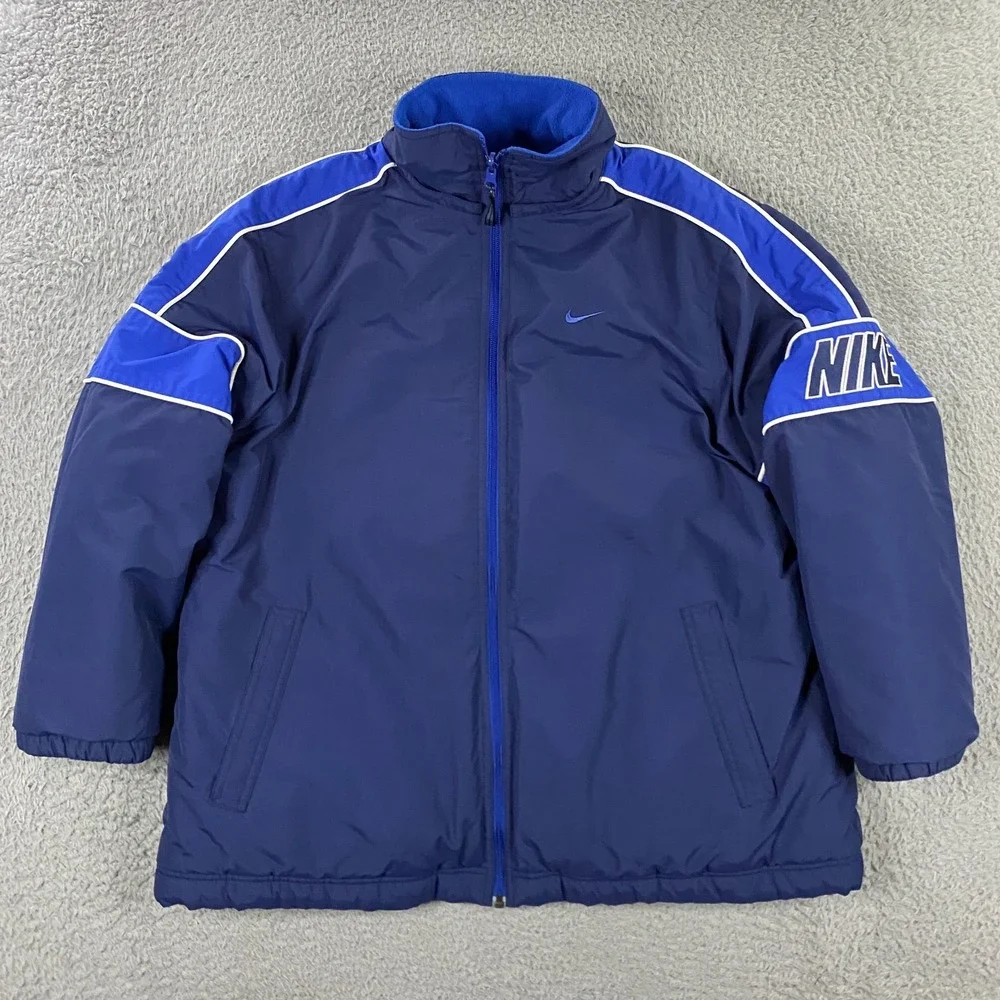 VTG 90s Y2K Nike Jacekt Boys‎ L Fits Mens Small Reversible Fleece Lined Swoosh